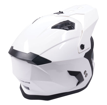 Stealth Fighter Multi Function Motorcycle Full & Open Face Helmet - Gloss White