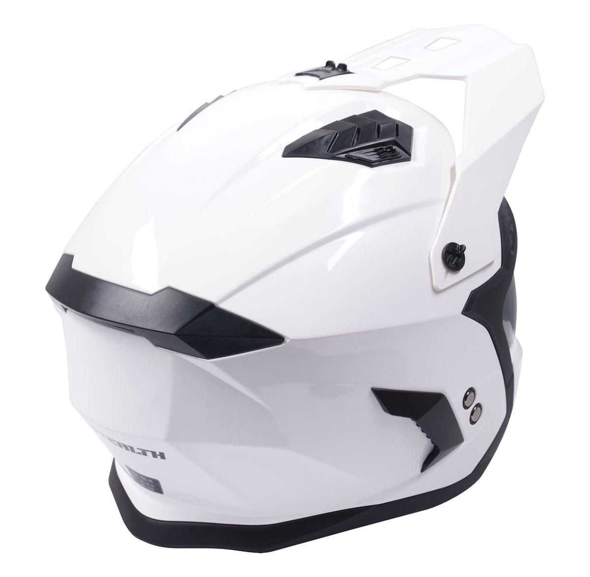 Stealth Fighter Multi Function Motorcycle Full & Open Face Helmet - Gloss White