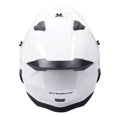 Stealth Fighter Multi Function Motorcycle Full & Open Face Helmet - Gloss White