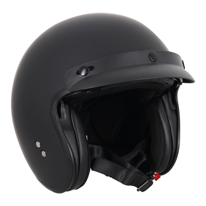 Stealth Open Face Helmet With Peak - Matt Black