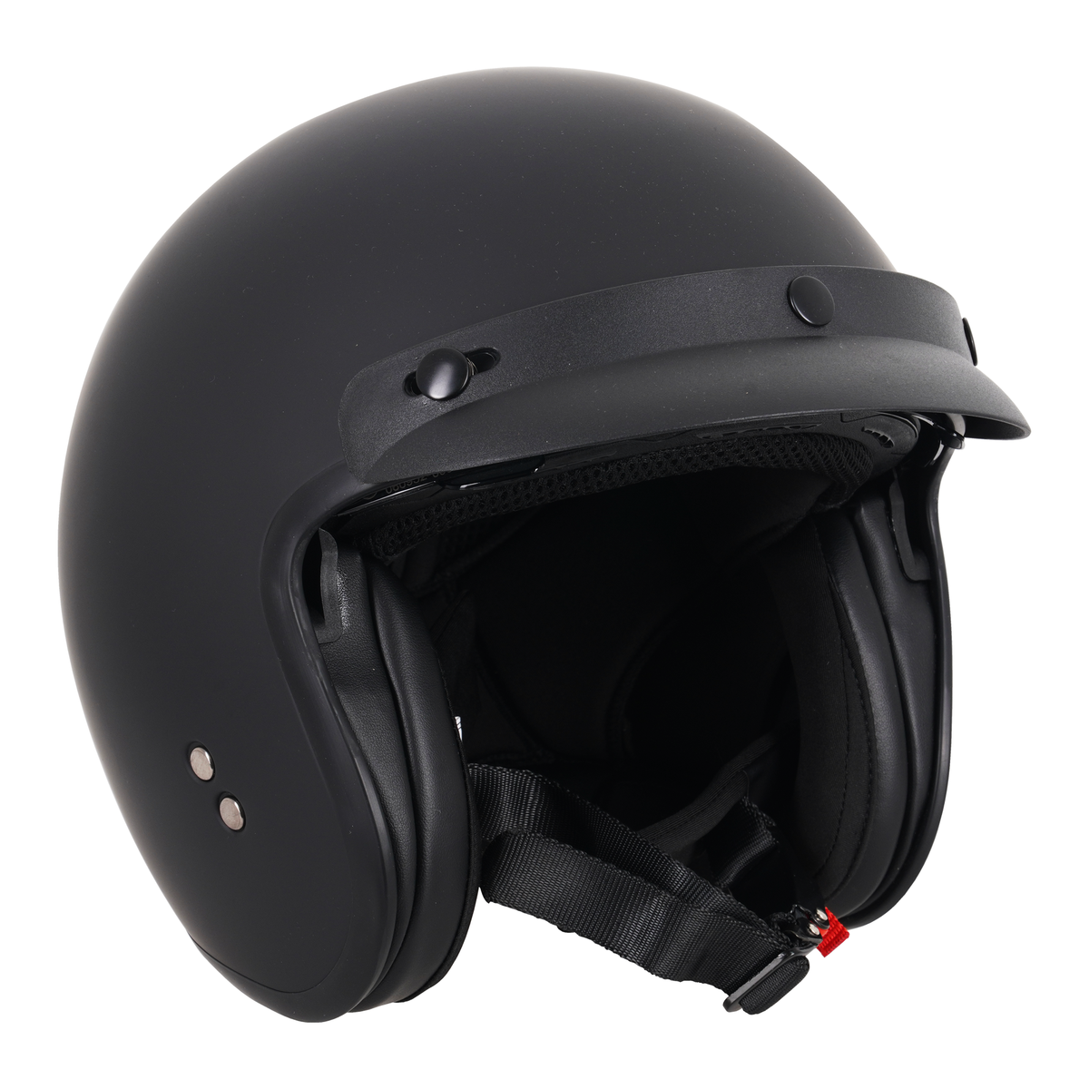 Stealth Open Face Helmet With Peak - Matt Black
