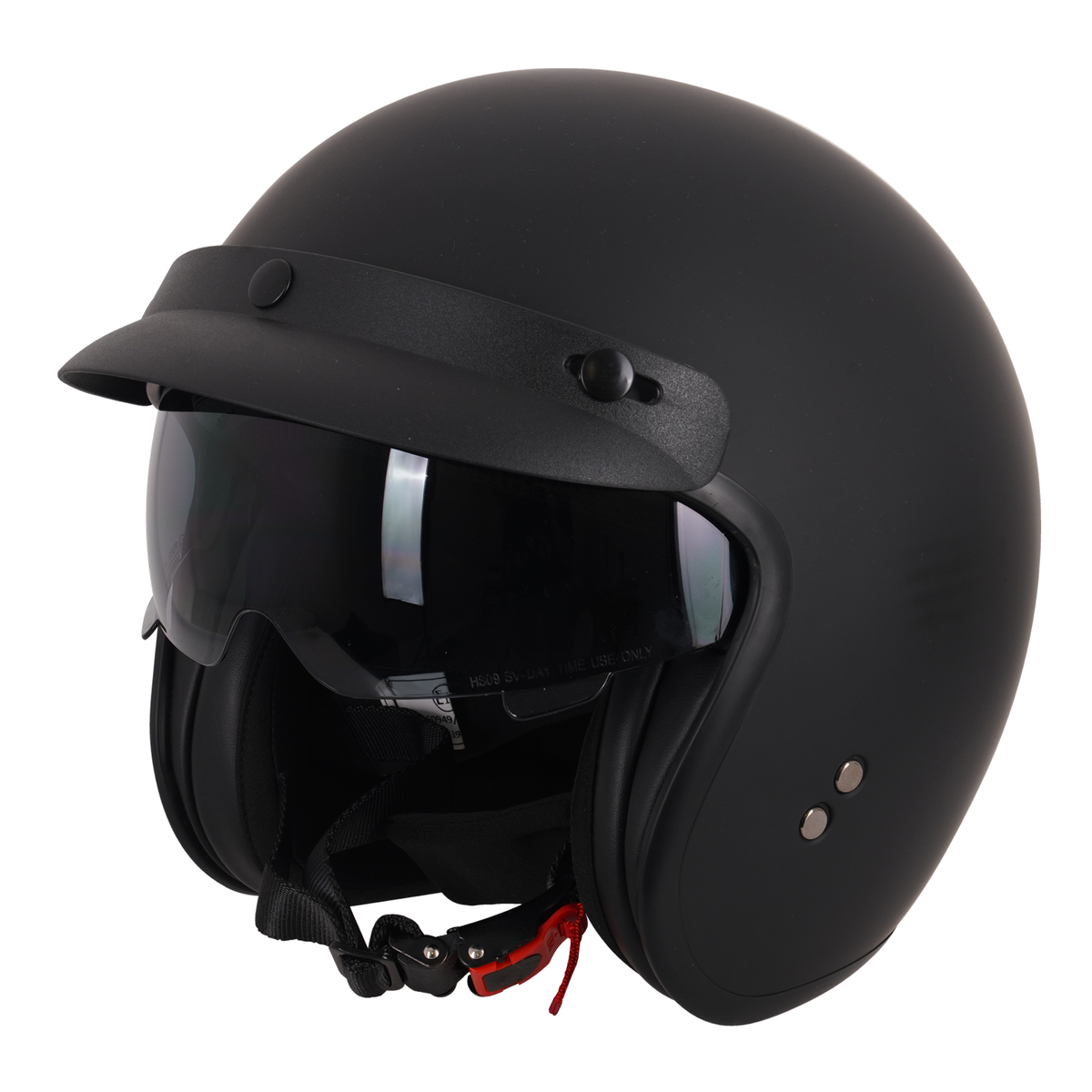Stealth Open Face Helmet With Peak - Matt Black