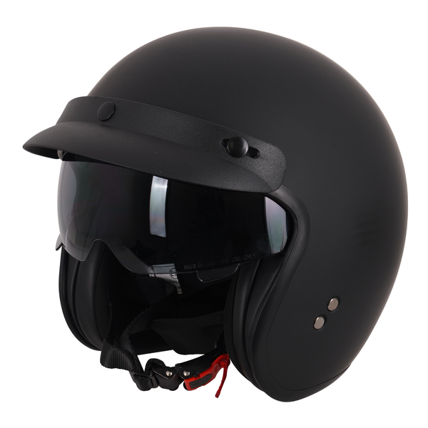Stealth Open Face Helmet With Peak - Matt Black
