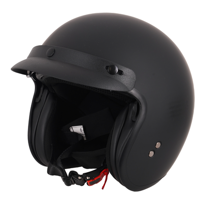 Stealth Open Face Helmet With Peak - Matt Black