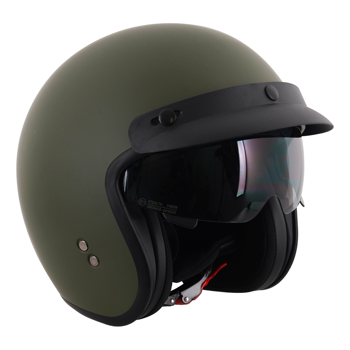 Stealth Open Face Helmet With Peak -  Matt Green