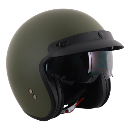 Stealth Open Face Helmet With Peak -  Matt Green