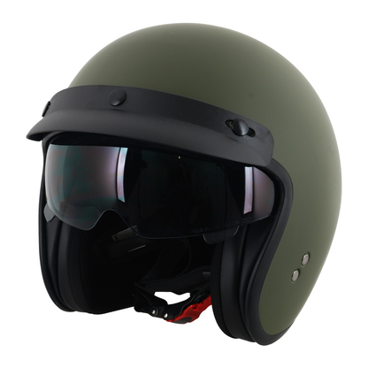Stealth Open Face Helmet With Peak -  Matt Green
