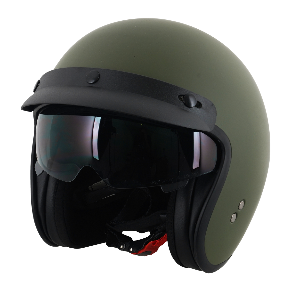 Stealth Open Face Helmet With Peak -  Matt Green