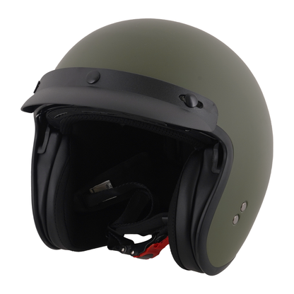 Stealth Open Face Helmet With Peak -  Matt Green