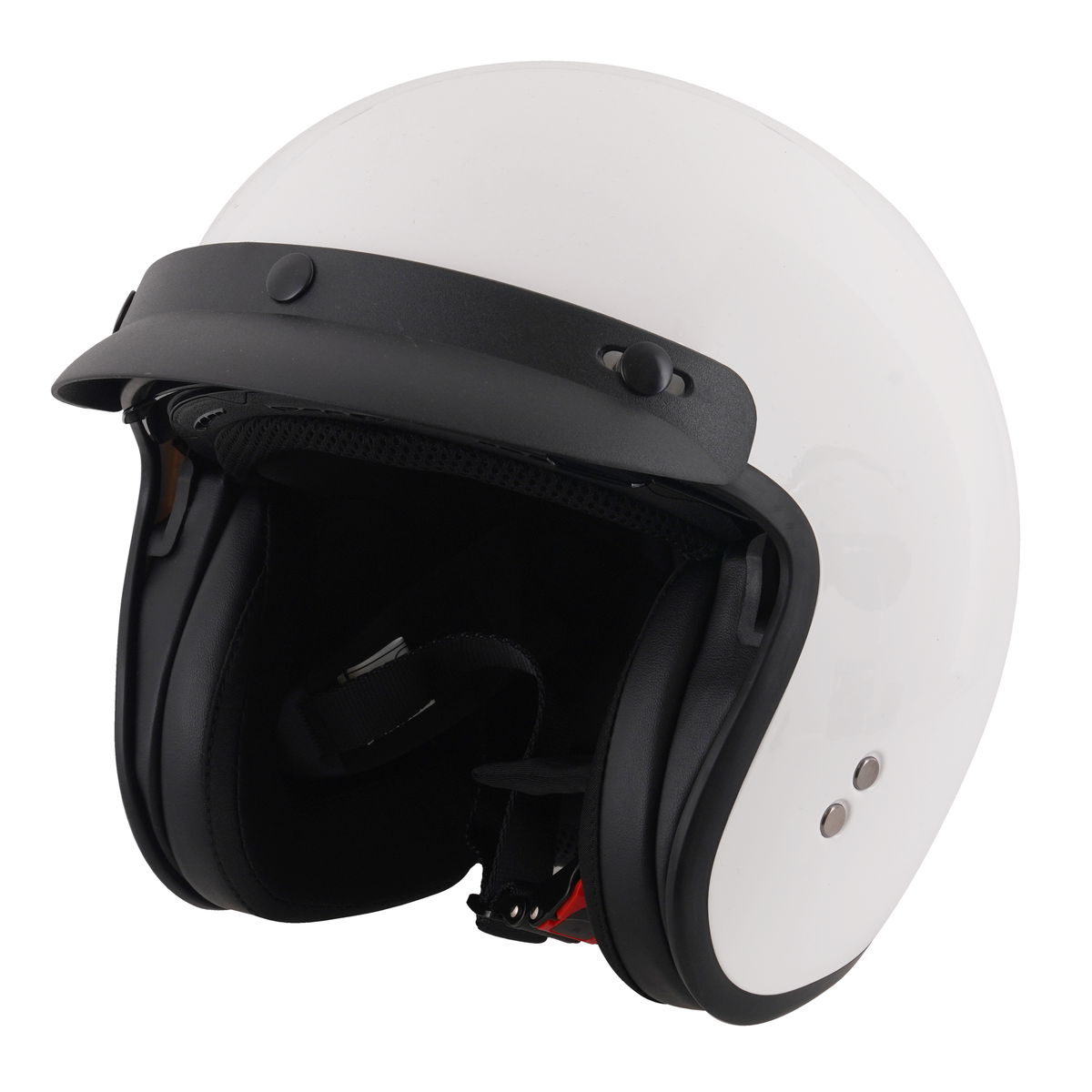Stealth Open Face Helmet With Peak - Gloss White