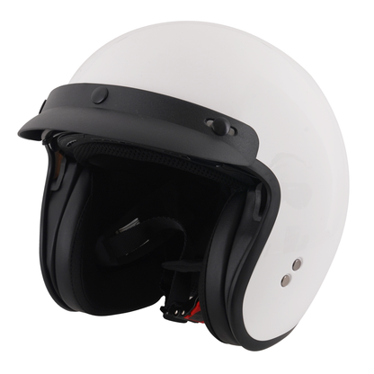 Stealth Open Face Helmet With Peak - Gloss White
