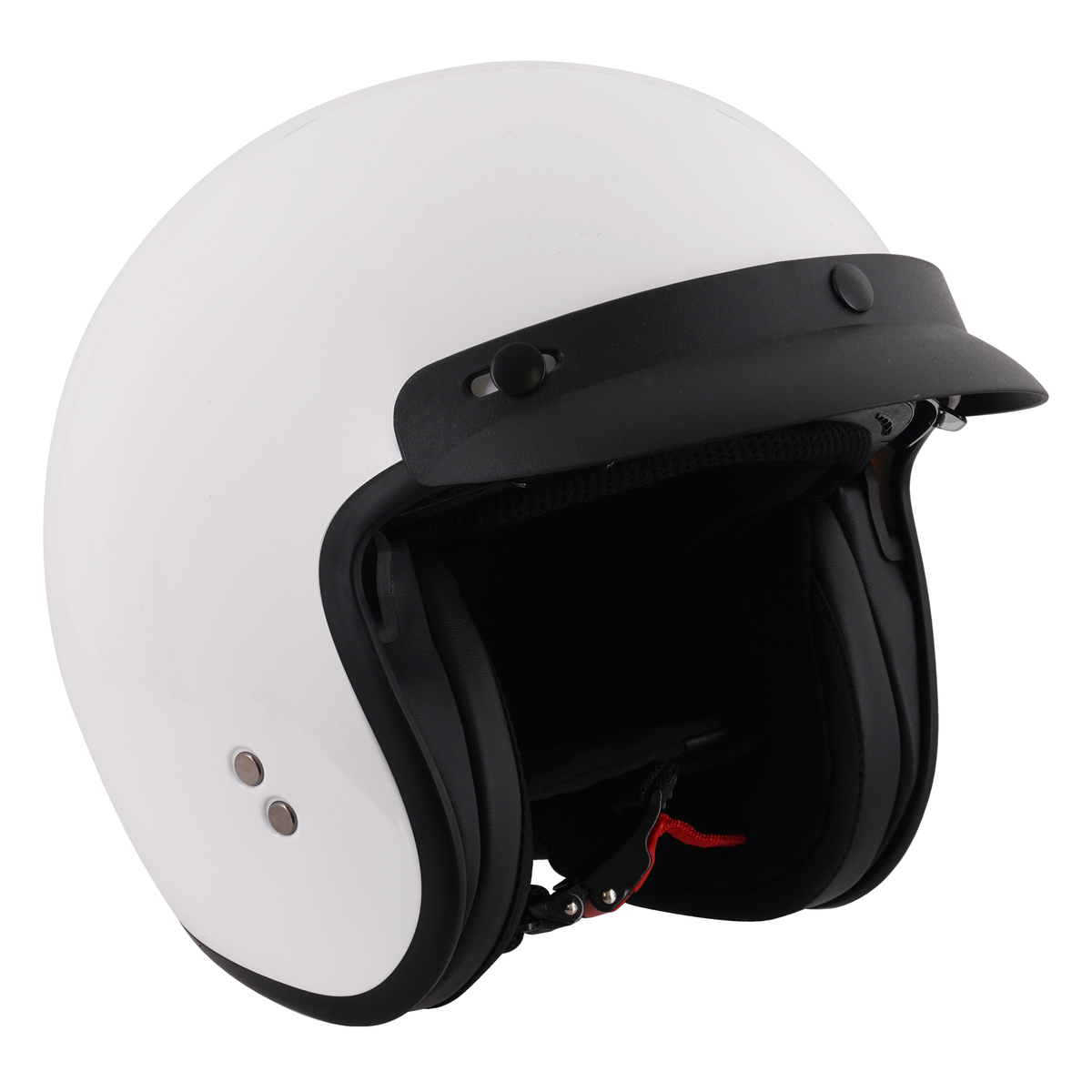 Stealth Open Face Helmet With Peak - Gloss White