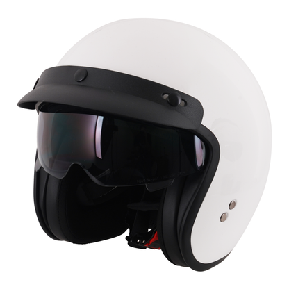 Stealth Open Face Helmet With Peak - Gloss White
