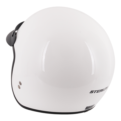 Stealth Open Face Helmet With Peak - Gloss White