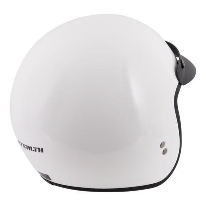 Stealth Open Face Helmet With Peak - Gloss White