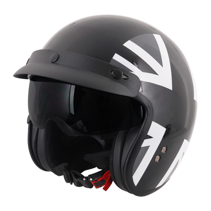 Stealth Open Face Helmet With Peak - Mono Jack