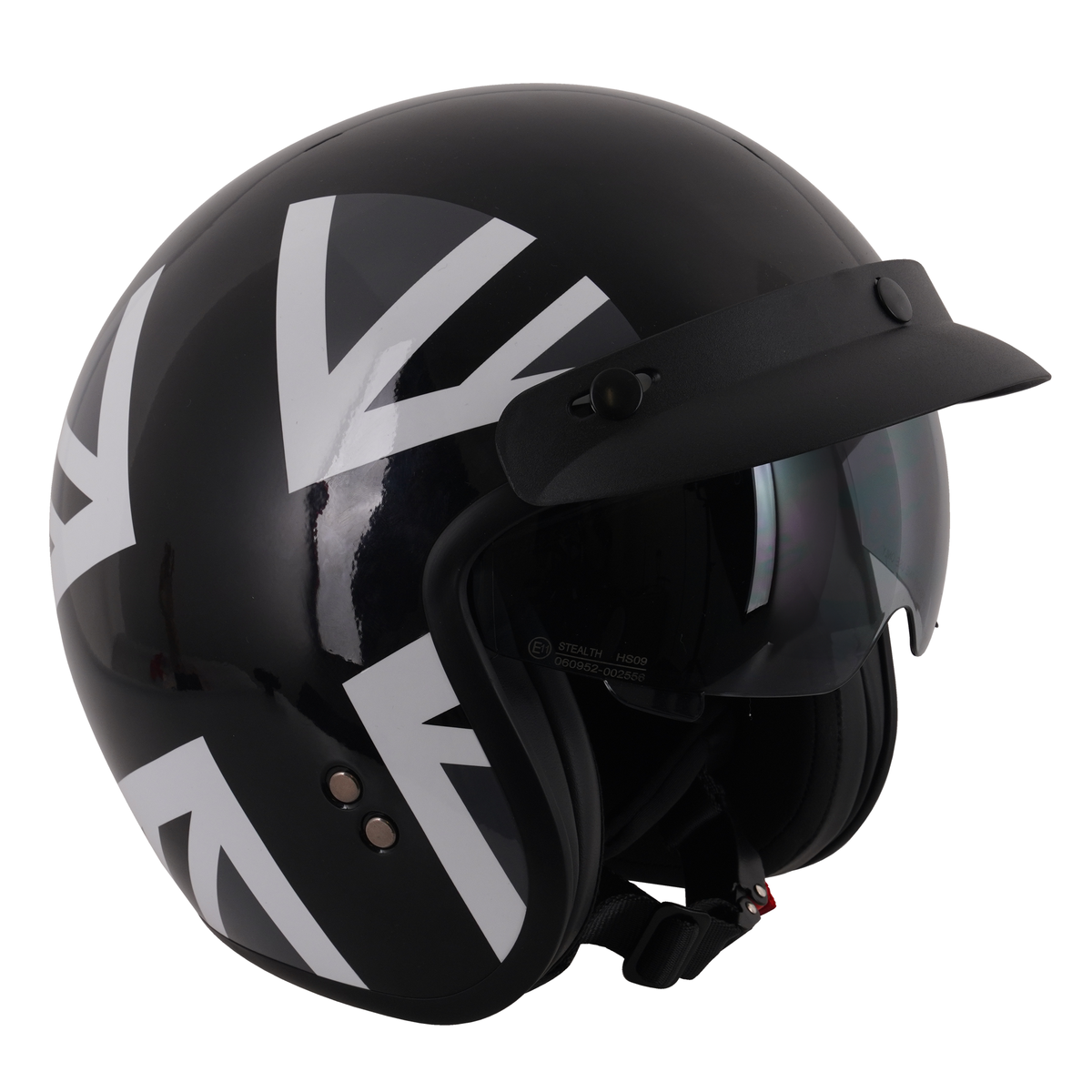 Stealth Open Face Helmet With Peak - Mono Jack