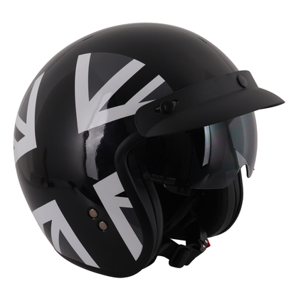 Stealth Open Face Helmet With Peak - Mono Jack