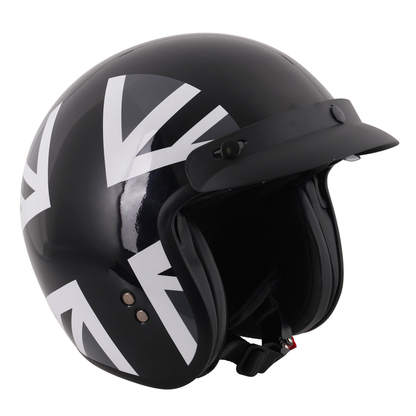 Stealth Open Face Helmet With Peak - Mono Jack
