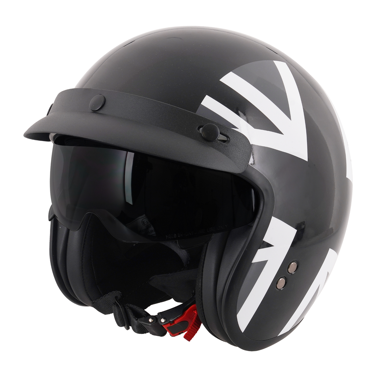 Stealth Open Face Helmet With Peak - Mono Jack