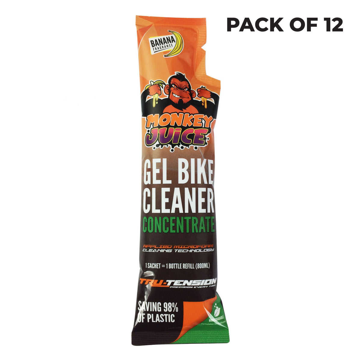 Monkey Juice Gel Bike Cleaner Concentrate Refill Sachet 100ml (Pack of 12)