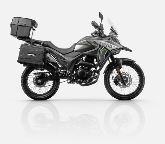 Motorcycle with luggage rack on a white background